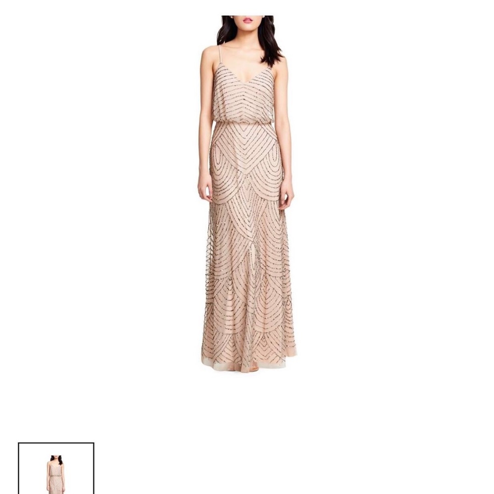 Adriana Pappel Art Deco Blush Beaded Gown size 6
